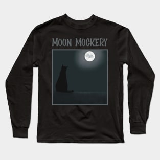 Mouse in the Moon Mocks Cat Sitting on a Fence - cute cat cartoon Long Sleeve T-Shirt